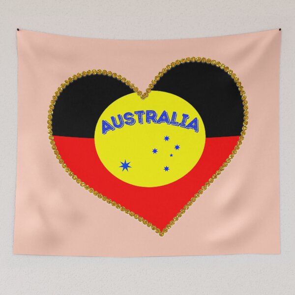 Item preview, Australia aboriginal flag heart stars designed and sold by Eva-Success.