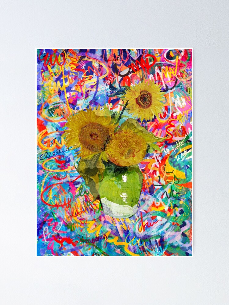 Van Gogh Sunflowers Remixed with my Graffiti Pop Art