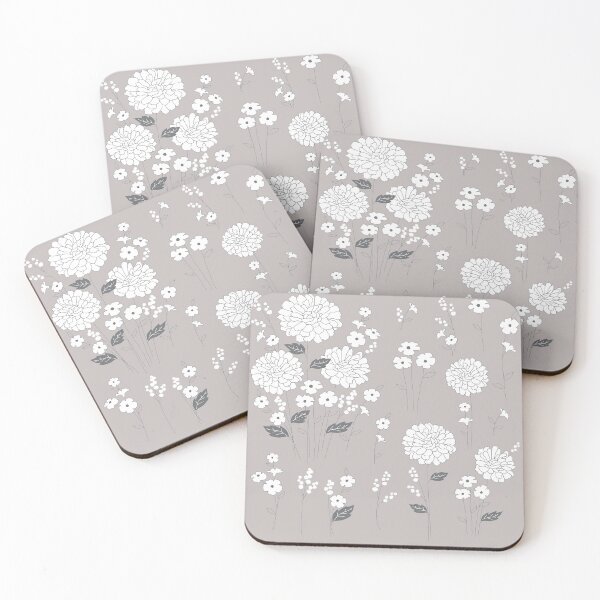 Item preview, Summer Dahlias - Gray and White designed and sold by AlteredAtelier.