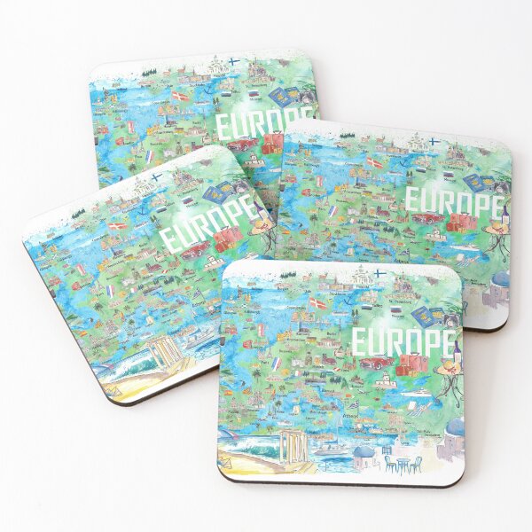 Item preview, Europe Illustrated Travel Map with Tourist Highlights and Attractions designed and sold by artshop77.