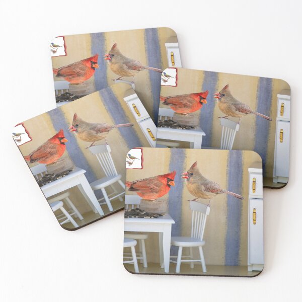 Item preview, Mr. and Mrs. Northern Cardinal Enjoy Thanksgiving Leftovers designed and sold by Bonnie T.  Barry.