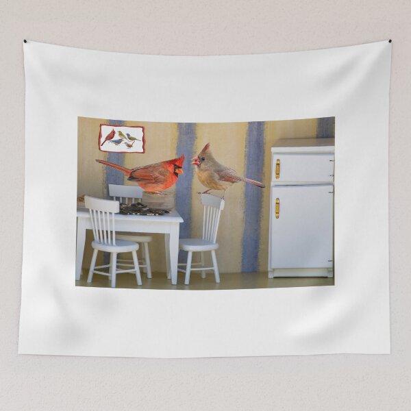 Item preview, Mr. and Mrs. Northern Cardinal Enjoy Thanksgiving Leftovers designed and sold by Bonnie T.  Barry.