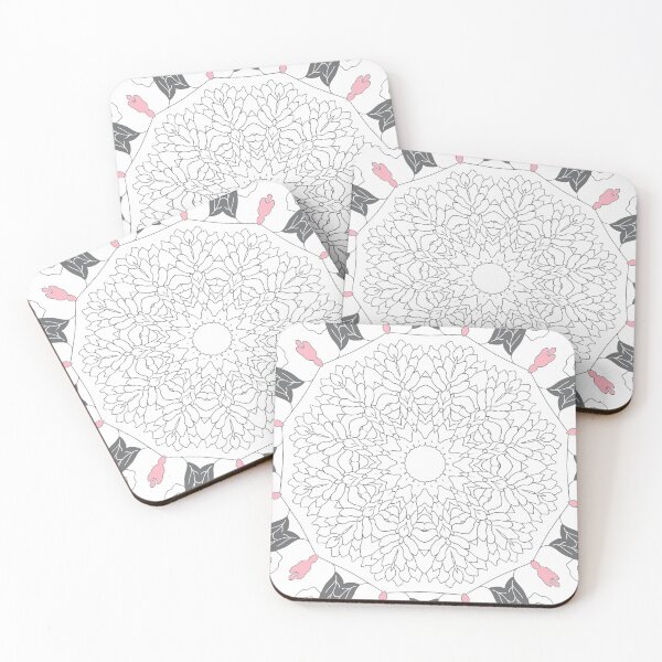 Item preview, Floral Dahlia Mandala in Gray, White and Pink designed and sold by AlteredAtelier.
