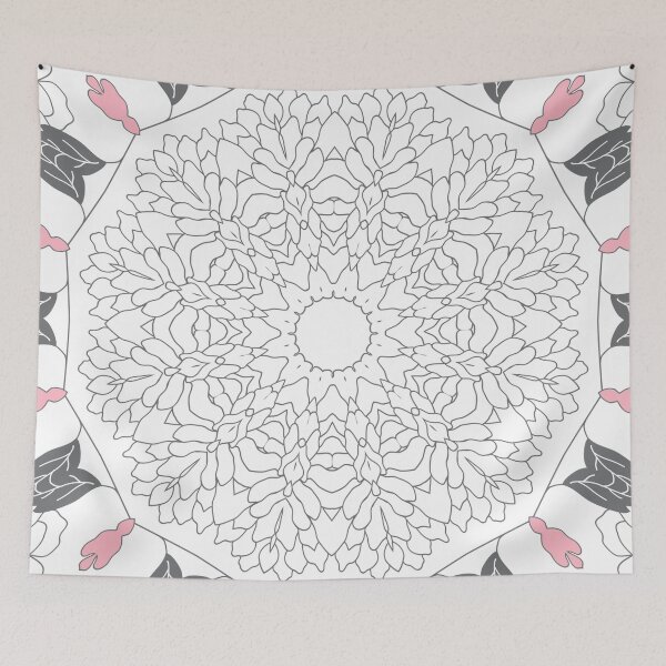 Item preview, Floral Dahlia Mandala in Gray, White and Pink designed and sold by AlteredAtelier.