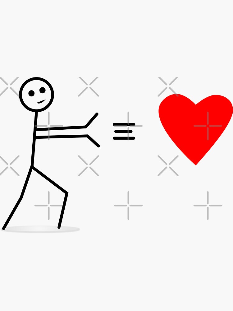 Loving Stickman With Hearts Sticker Meme Sticker Funny 