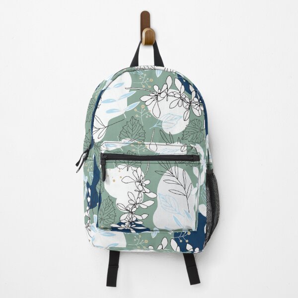 Item preview, A botanical Large Leaf Pattern in Pale Blue, Navy, Green and White designed and sold by Kate Correll.