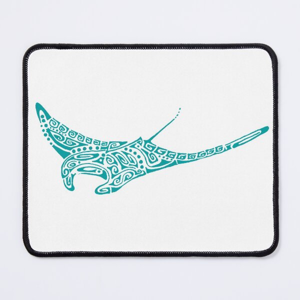 Item preview, Turquoise tattoo style manta ray designed and sold by Zamen.