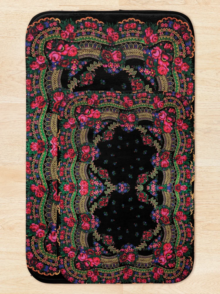 Thumbnail 5 of 6, Bath Mat, Ukrainian Floral Roses pattern designed and sold by patternme.