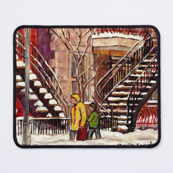 Item preview, MONTREAL WINTER STREET SCENES WALKING IN THE SNOW NEAR THE STAIRCASES designed and sold by Carole Spandau.