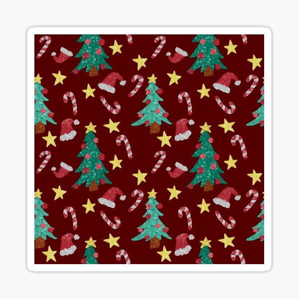 Merry Christmas Trees Pattern Sticker