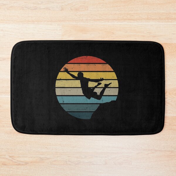 Item preview, Cliff Diving Silhouette On A Distressed Retro Sunset print designed and sold by theodoros20.