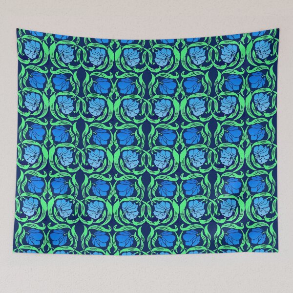 Item preview, William Morris Pimpernel, Cobalt Blue and Green designed and sold by Marymarice.