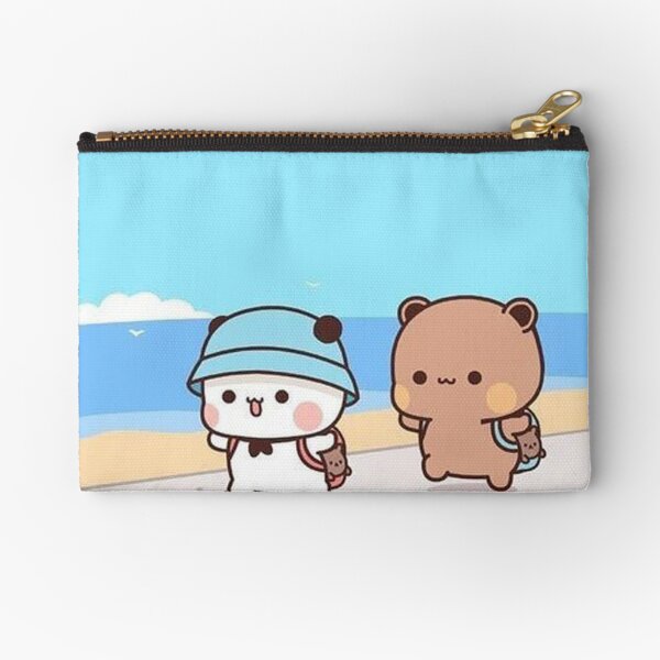 Bubu and Dudu Going to the Beach, Cute bear and panda, Peach and goma version Zipper Pouch