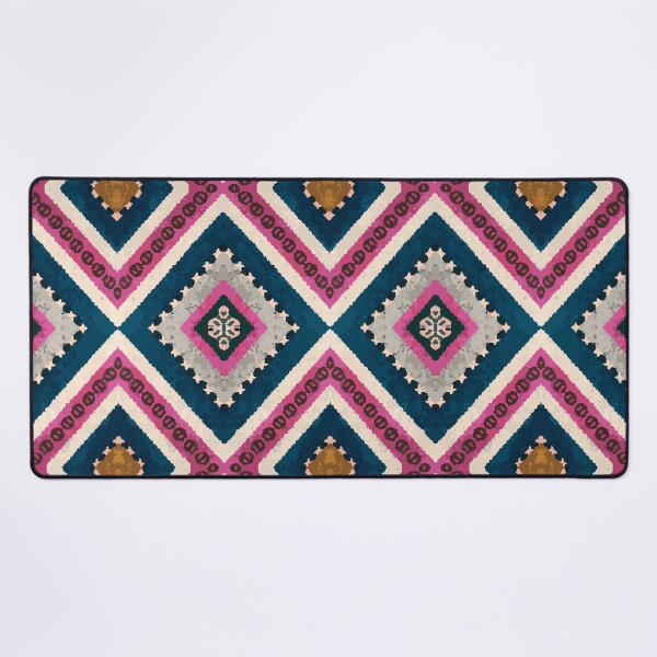 Item preview, Bohemian pattern in teal and pink kaleidoscopic shapes designed and sold by patternme.
