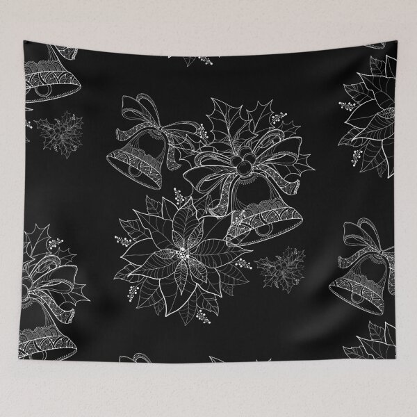 Item preview, White Delicate Line Drawing Christmas Bells Design designed and sold by EarthArtDesigns.