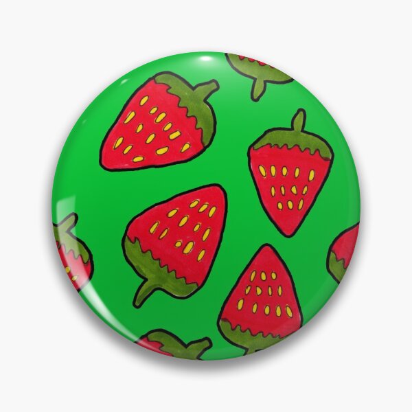 Item preview, Strawberry Fruit Pattern on Green Background designed and sold by Harriet Linton.
