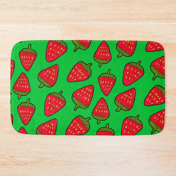 Item preview, Strawberry Fruit Pattern on Green Background designed and sold by Harriet Linton.