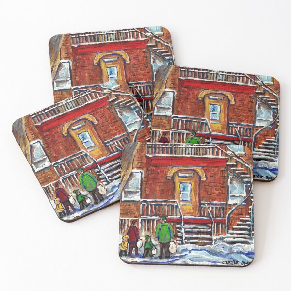 Item preview, MONTREAL STAIRCASE IN WINTER SCENE WITH FAMILY designed and sold by Carole  Spandau.