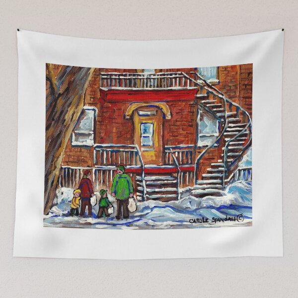 Item preview, MONTREAL STAIRCASE IN WINTER SCENE WITH FAMILY designed and sold by Carole  Spandau.
