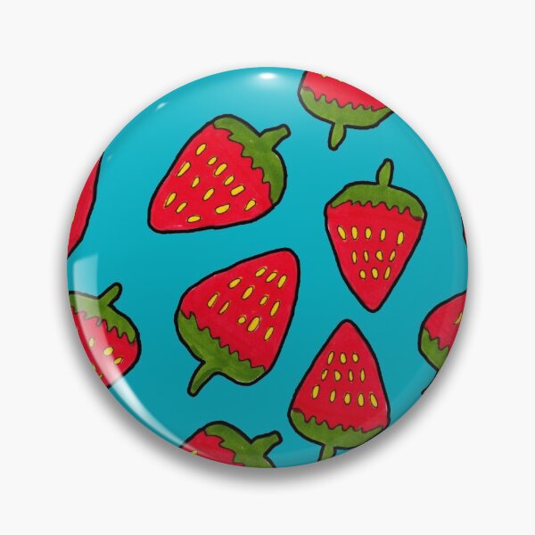 Item preview, Strawberry Fruit Pattern on Bright Blue Background designed and sold by Harriet Linton.