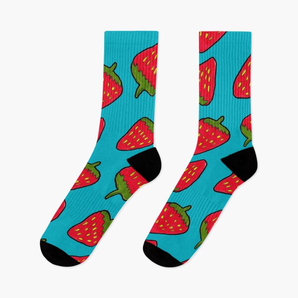 Item preview, Strawberry Fruit Pattern on Bright Blue Background designed and sold by Harriet Linton.