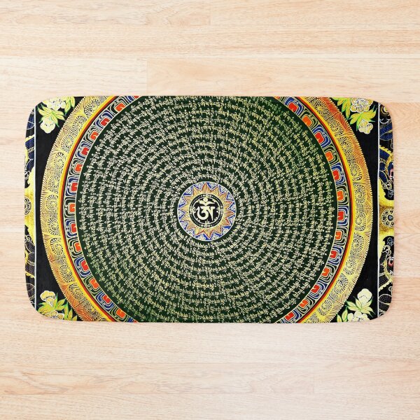 Item preview, Om Mantra Mandala Green Thangka designed and sold by GuyBlank.