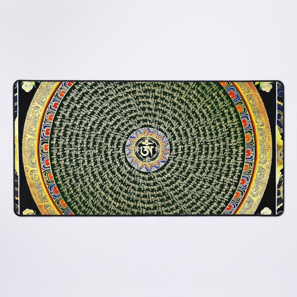 Item preview, Om Mantra Mandala Green Thangka designed and sold by GuyBlank.