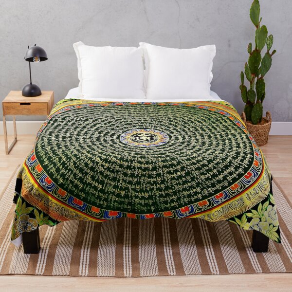 Item preview, Om Mantra Mandala Green Thangka designed and sold by GuyBlank.