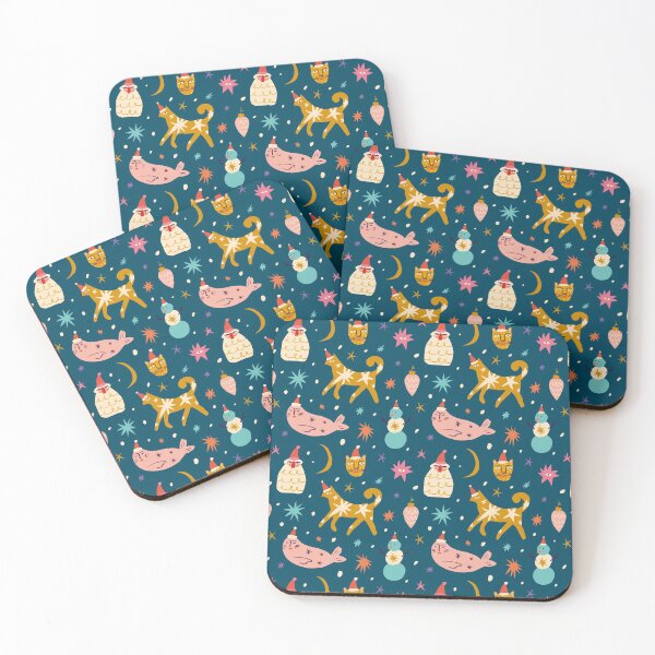 Item preview, Christmas Gifts - Santa, Seals, Snowmen, Pussy Cat, Stars and Moon - Teal designed and sold by NoMatterLab.