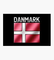 Danmark - Danish Flag & Text - Metallic Photographic Print