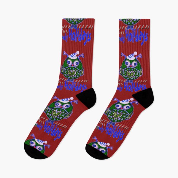 Item preview, Owly Holidays - Funny Colorful Christmas Owl Blue Hat designed and sold by kikidu21.