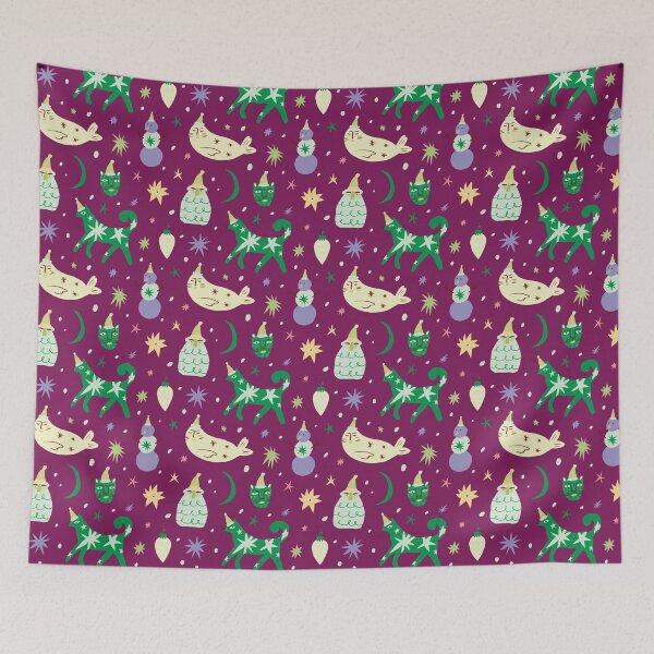 Item preview, Christmas Gifts - Santa, Seals, Snowmen, Pussy Cat, Stars and Moon - Purple designed and sold by NoMatterLab.