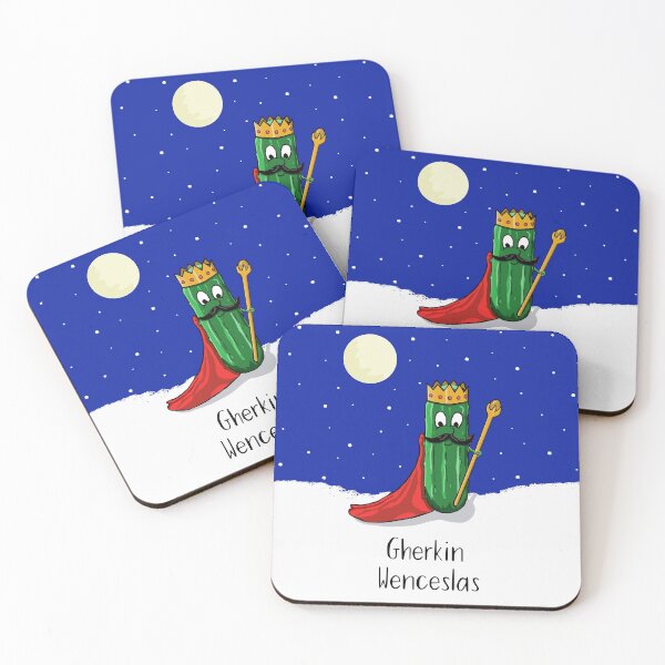 Item preview, Gherkin Wenceslas funny Christmas print designed and sold by Maddy Bennett.