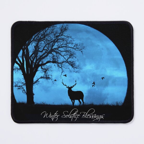 Item preview, Winter Solstice Blessings With Elk Oak Tree and Big Full Moon designed and sold by Stephanie Laird.