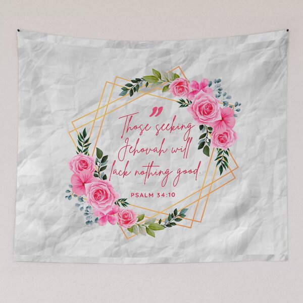 Artikelvorschau, jw Jahrestext 2022- Psalm 34:10 Blumenrosa entworfen und verkauft von Yesido.