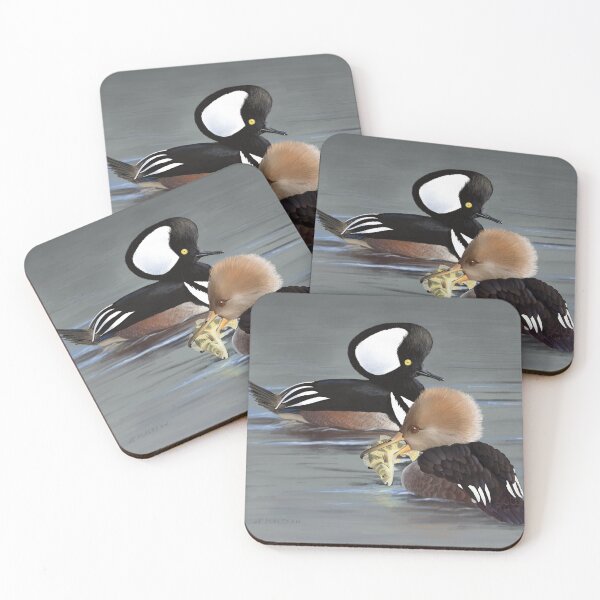 Item preview, Hooded Mergansers with Yellow Perch designed and sold by illustrateamy.