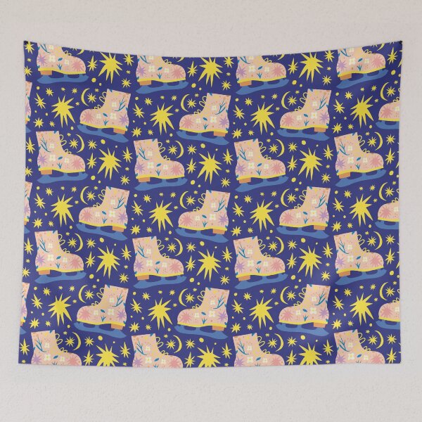 Item preview, Christmas Gifts - Winter Ice Skates and Stars Moon - Blue Yellow designed and sold by NoMatterLab.