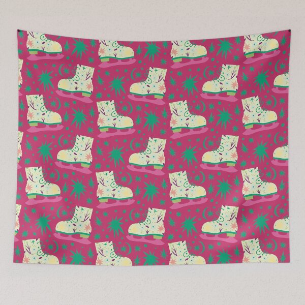 Item preview, Christmas Gifts - Winter Ice Skates and Stars Moon - Pink and Green designed and sold by NoMatterLab.