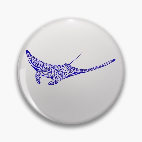 Item preview, Manta ray ultramarine blue tattoo pale gray background designed and sold by Zamen.