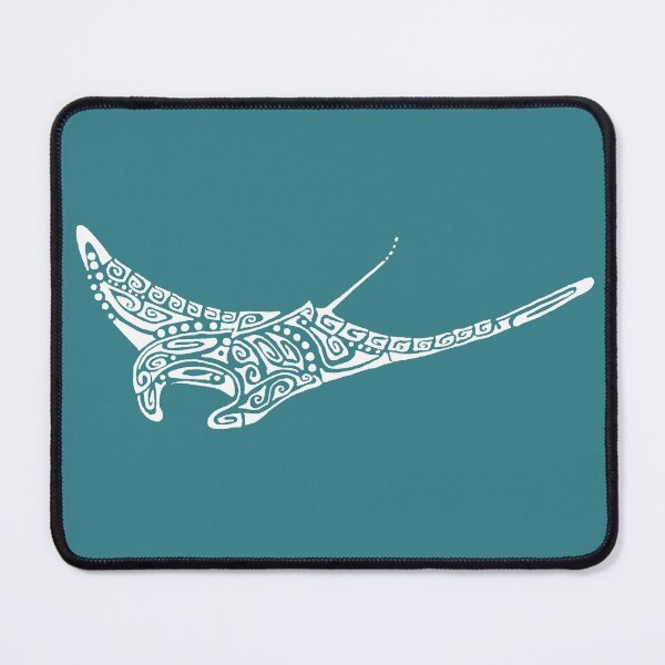 Item preview, Manta ray tattoo white turquoise background designed and sold by Zamen.