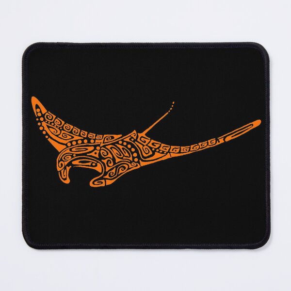 Item preview, Orange manta ray tattoo style black background designed and sold by Zamen.