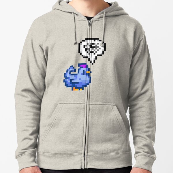 Grumpy Blue Chicken Stardew Valley Zipped Hoodie