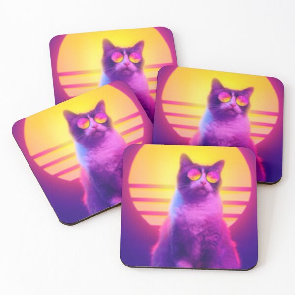 Artikelvorschau, Retro-Welle - Katze mit Sonnenbrille entworfen und verkauft von Dbanksdesign.