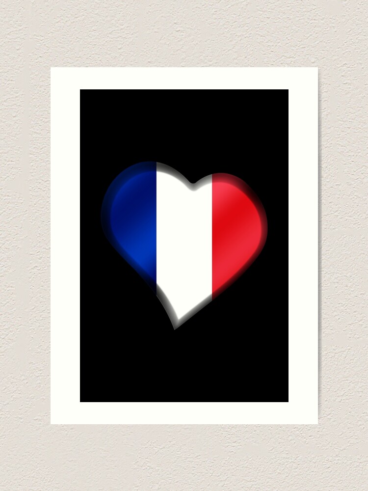 Impression Artistique Drapeau Francais France Coeur Par Graphix Redbubble