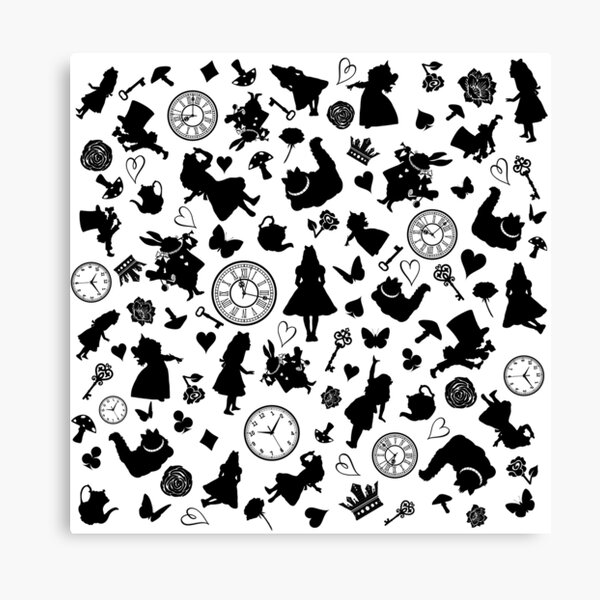 Alice in Wonderland Silhouette Collage alice-in-wonderland-silhouette-collage-canvas-print-for-sale-by-maryedenoa-redbubble