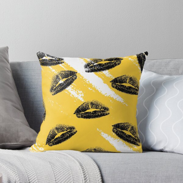 Item preview, White Yellow Black Lip Love | Lips Black Yellow Pop Art designed and sold by Rainbows Rock.