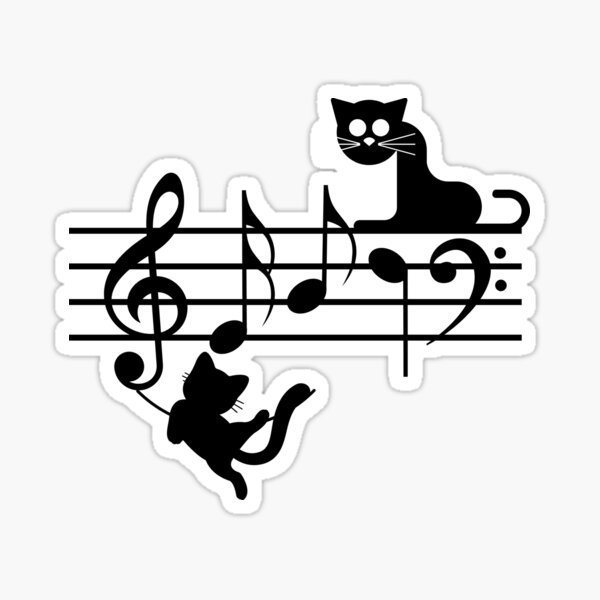 Cat wall sticker piano sheet music