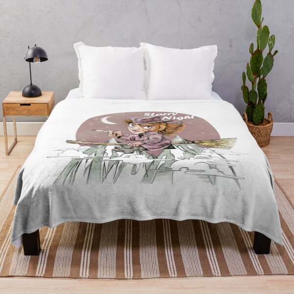 Item preview, A pretty witch is flying in the starry night sky. designed and sold by artredstar.