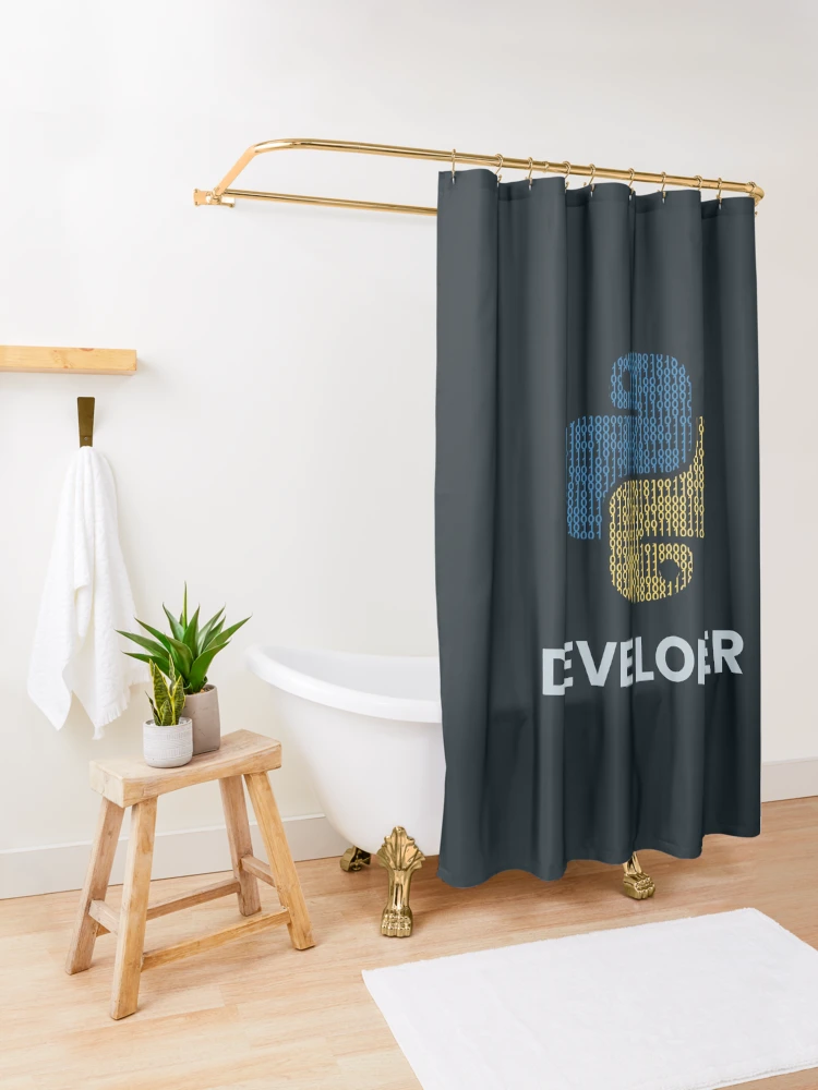Thumbnail 3 of 5, Shower Curtain, Binary python developer designed and sold by rintosu.