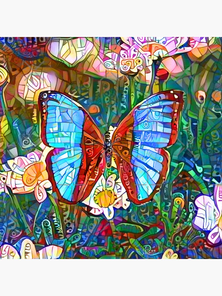 Thumbnail 3 of 3, Sticker, Blue Butterfly designed and sold by Jo Brooks.